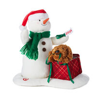 Snowman and dog in a box stuffed animal