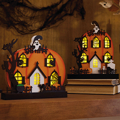 $14.99 Light-Up Pumpkin Houses